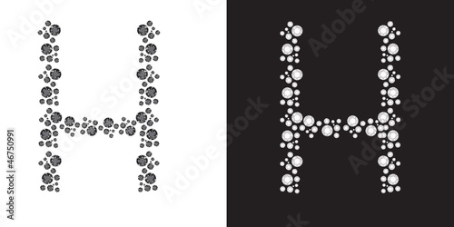Alphabet letter H from brilliants