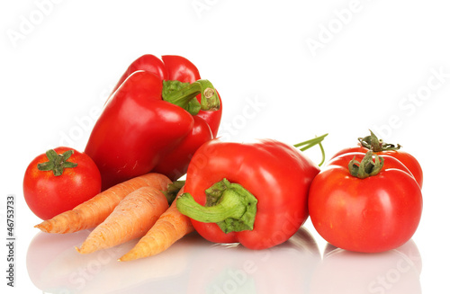 Red vegetables isolated on white