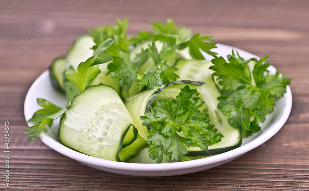 salad of cucumbers and greens salad of cucumbers and greens