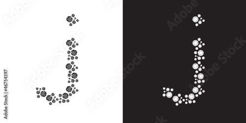 Alphabet letter J from brilliants
