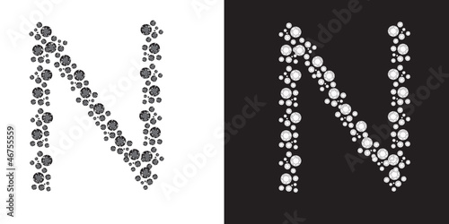 Alphabet letter N from brilliants