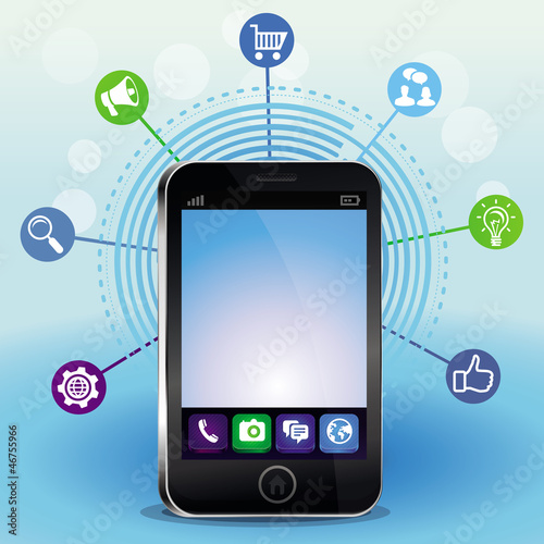 mobile phone with touchscreen and icons