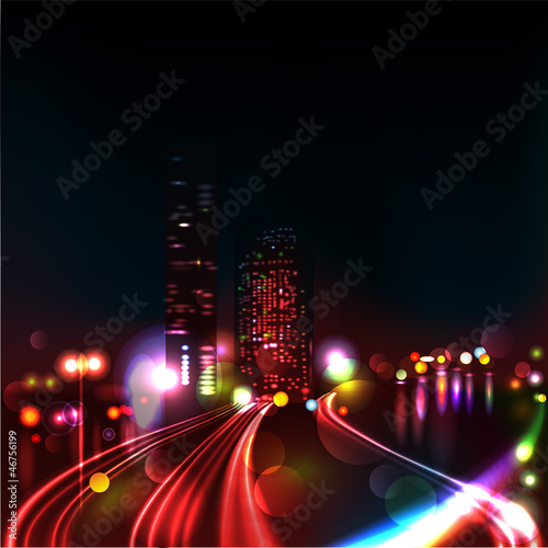 Blurred Defocused Lights of Heavy Traffic on a Wet Rainy © palpitation