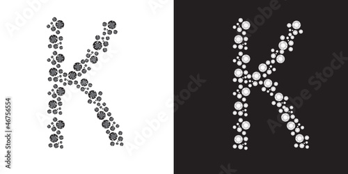 Alphabet letter K from brilliants