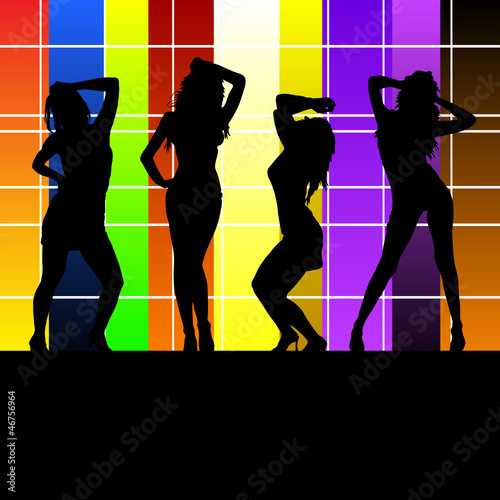 girl with color wall vector illustration