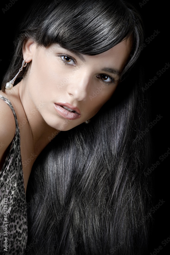 Beautiful brunette girl with healthy long hair Beautiful brunette girl with healthy long hair