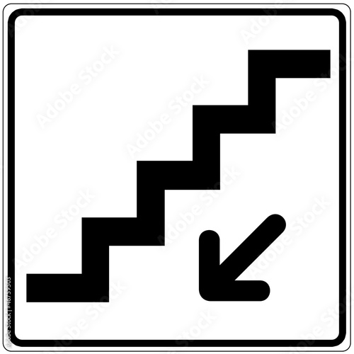 Schild weiß - Treppe nach unten