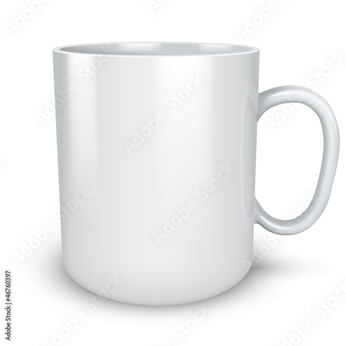Blank white mug isolated on white background