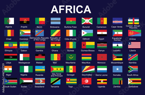 set of accurate flags of Africa vector illustration