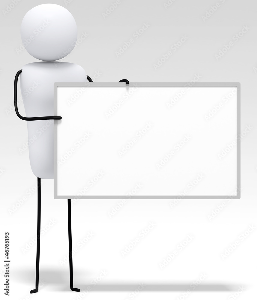 [3D little people series] Holding white board