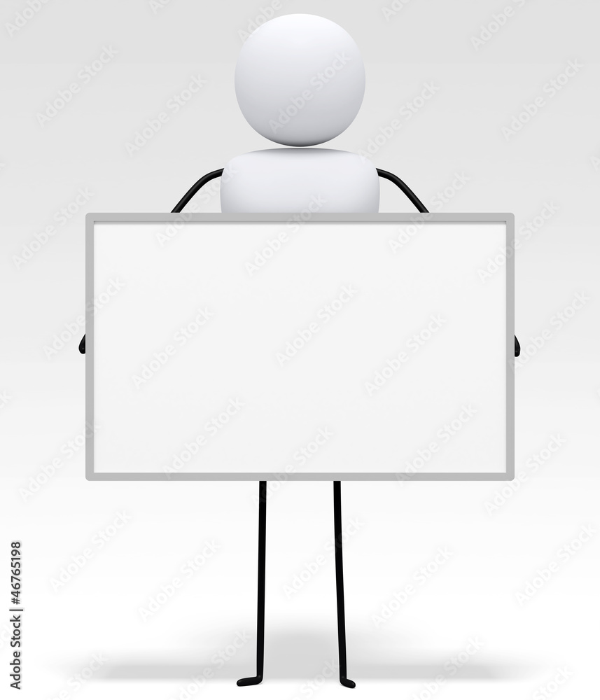 Obraz premium [3D little people series] Holding white board