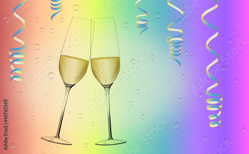 Bunte Party mit Sekt
