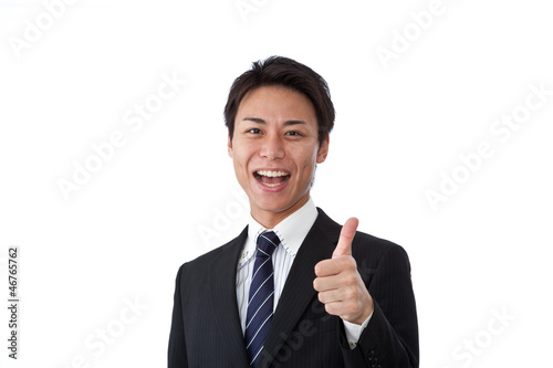 young businessman is thumbs up