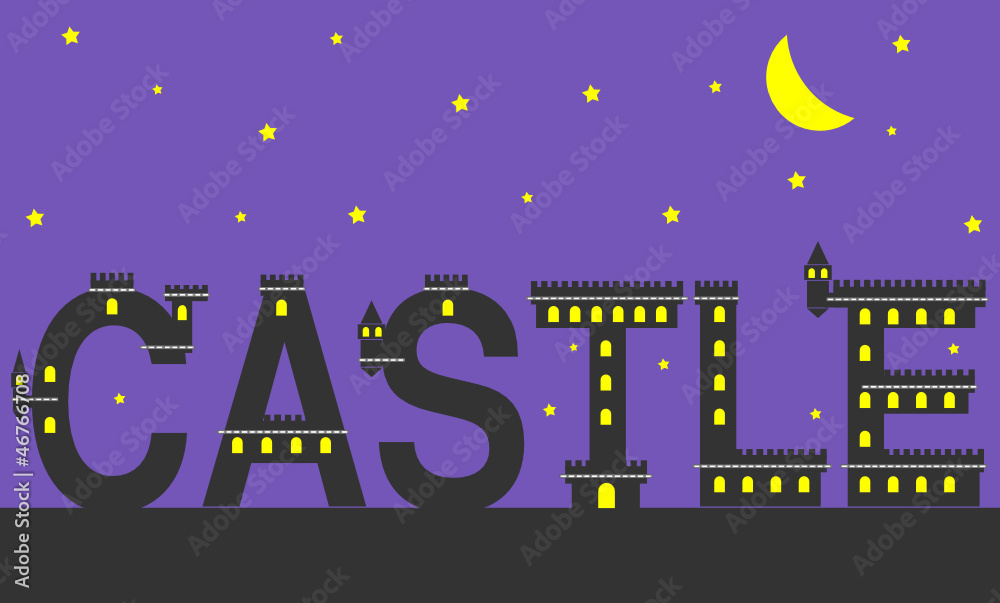 castle text at night