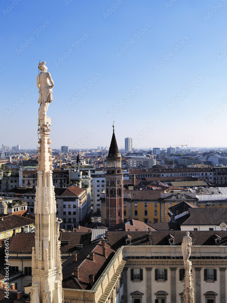 Milan, cityscape from cathedral's roof, Lombardy, Italy