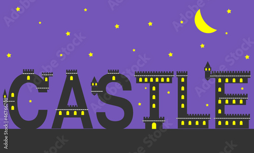 castle text at night
