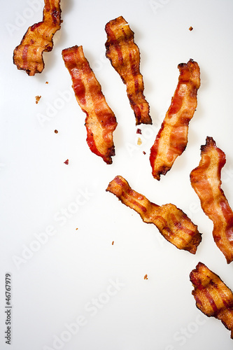 Strips of Bacon Displayed on White