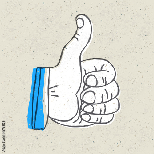 Retro styled thumb up symbol. Vector illustration, EPS10