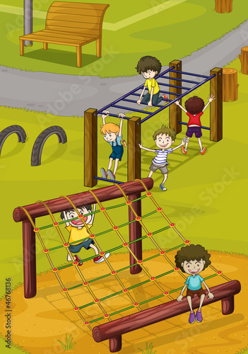 kids and monkey bar photo