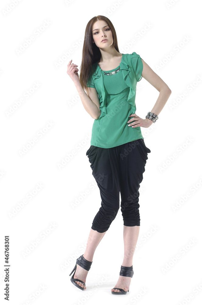 Dynamic image of a beautiful woman shot in studio