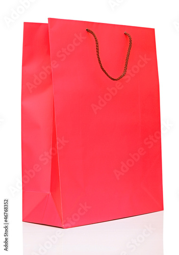 colorful shopping red bag isolated on white background