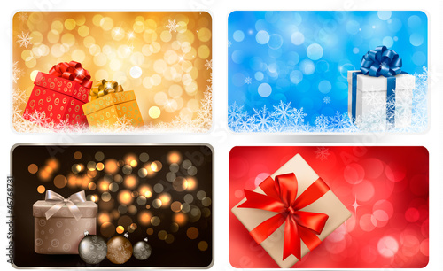 Collection of Christmas backgrounds with gift boxes