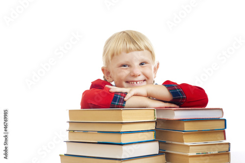 Vászonkép happy girl with books