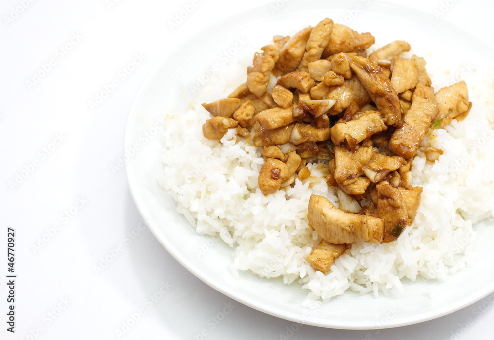 Fried chicken with garlic and pepper , Thai food