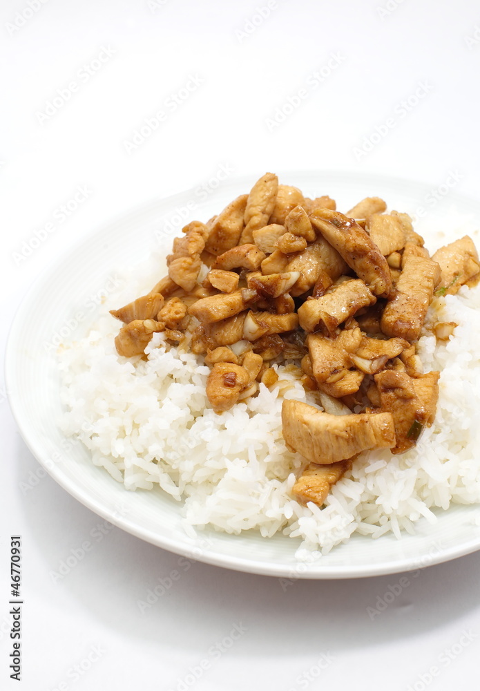 Fried chicken with garlic and pepper , Thai food Fried chicken with garlic and pepper , Thai food