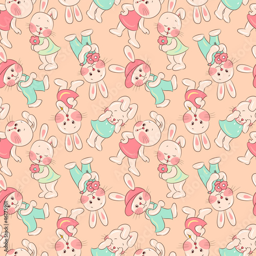 Seamless pattern - rabbits.