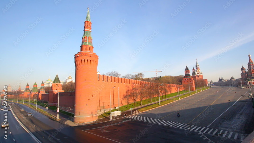 Top view to the Moscow Kremlin and embankment Top view to the Moscow Kremlin and embankment