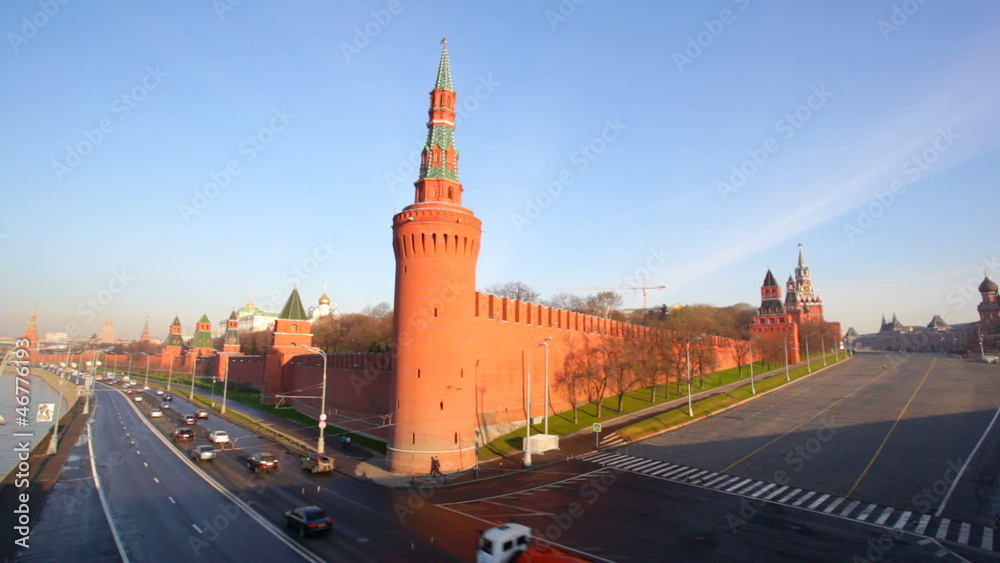 Top view to the Moscow Kremlin and embankment Top view to the Moscow Kremlin and embankment