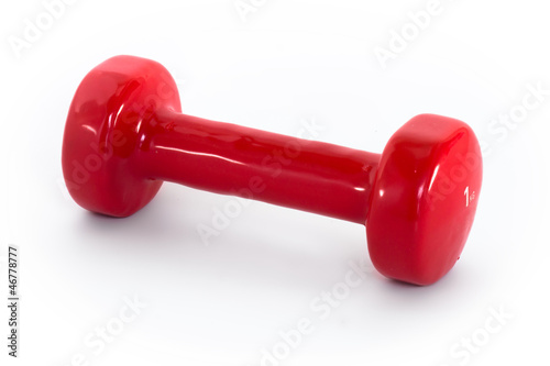 Red 1kg fitness dumbbell isolated on white background