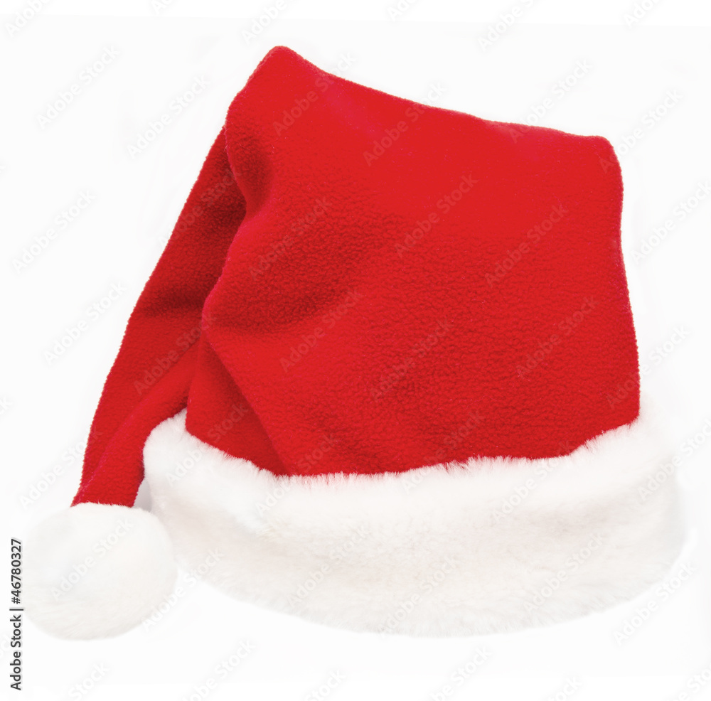 Single Santa Claus red hat isolated on white Single Santa Claus red hat isolated on white