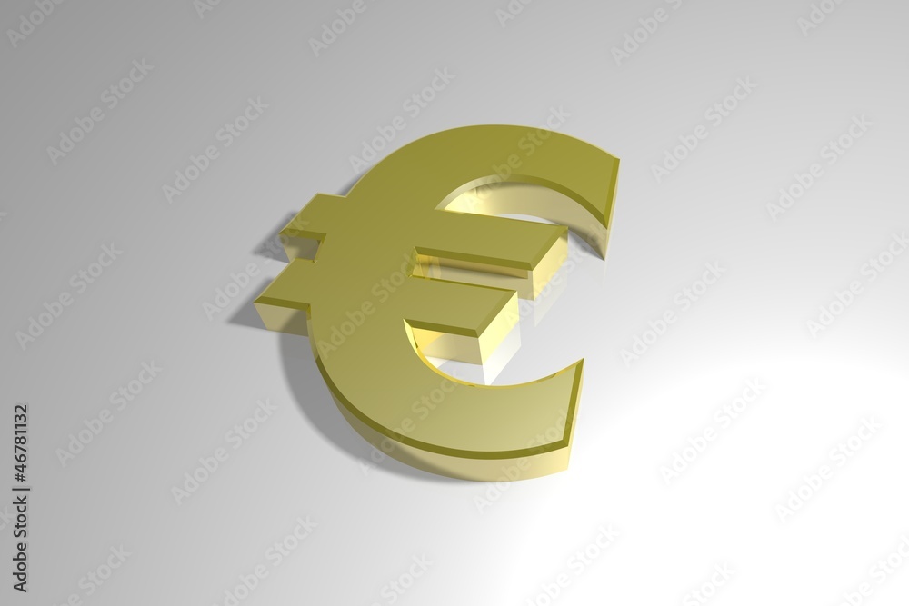 Goldenes Euro Zeichen in 3D - liegend Goldenes Euro Zeichen in 3D - liegend