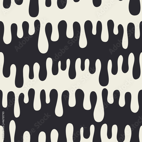 Seamless abstract melted pattern. Black and white