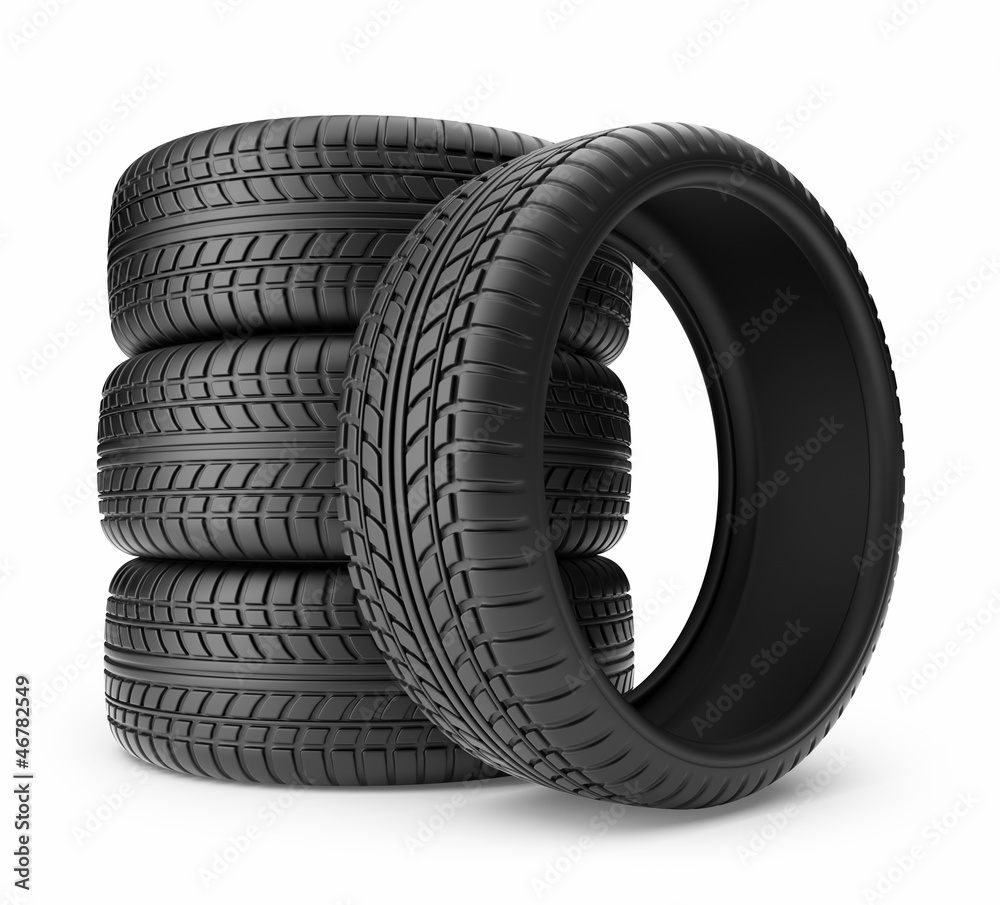 Rubber tire. Wheel 3D, Icon isolated on white background Rubber tire. Wheel 3D, Icon isolated on white background
