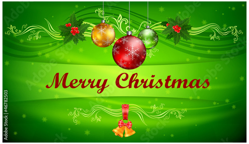 Green Christmas background & text