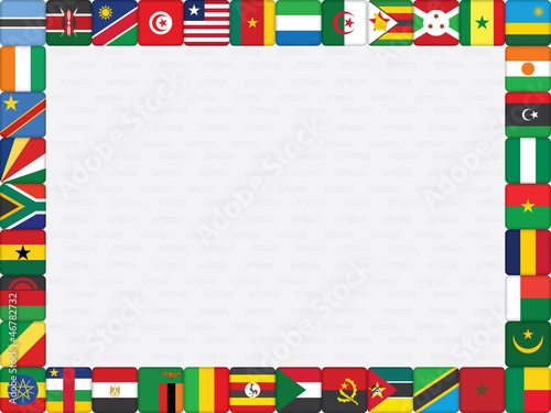 background with African countries flag icons frame