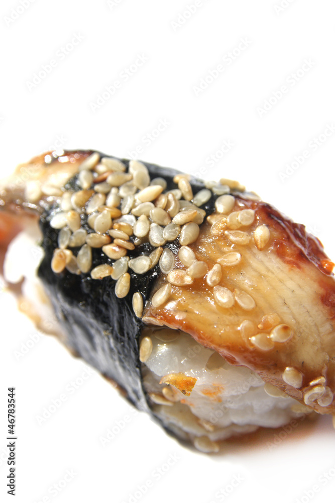 Anago sushi (sea eel sushi ) on white background Anago sushi (sea eel sushi ) on white background