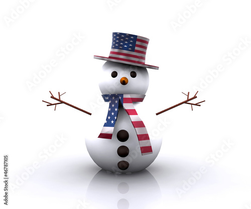 Nice Snowman American - 3D