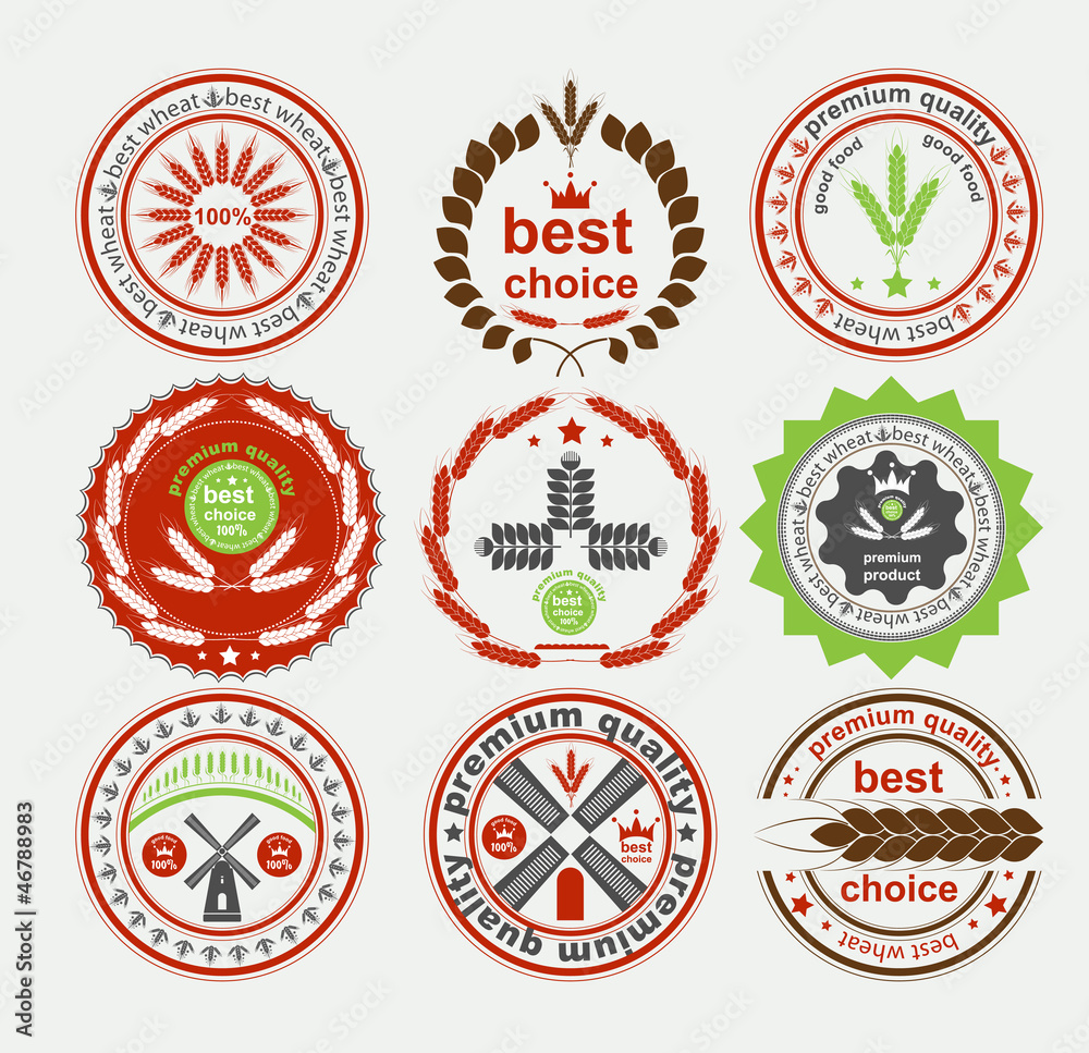 Fototapeta premium set of wheat rubber stamp collection