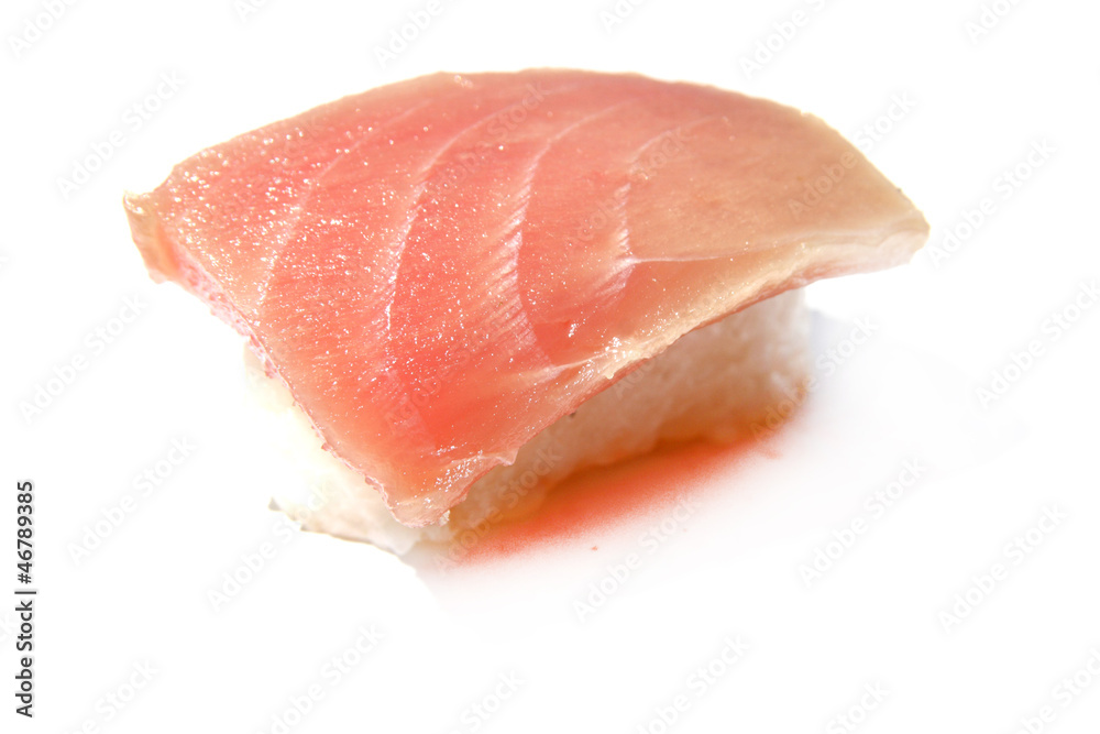Maguro tuna Sushi isolated on white background.