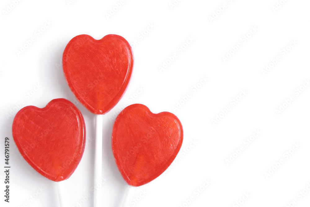 Three heart shaped lollipops