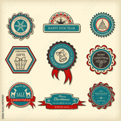 set of Christmas labels