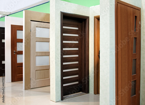 wooden door with glass window