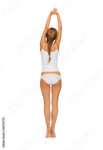 Schilderij op canvas beautiful woman in cotton undrewear