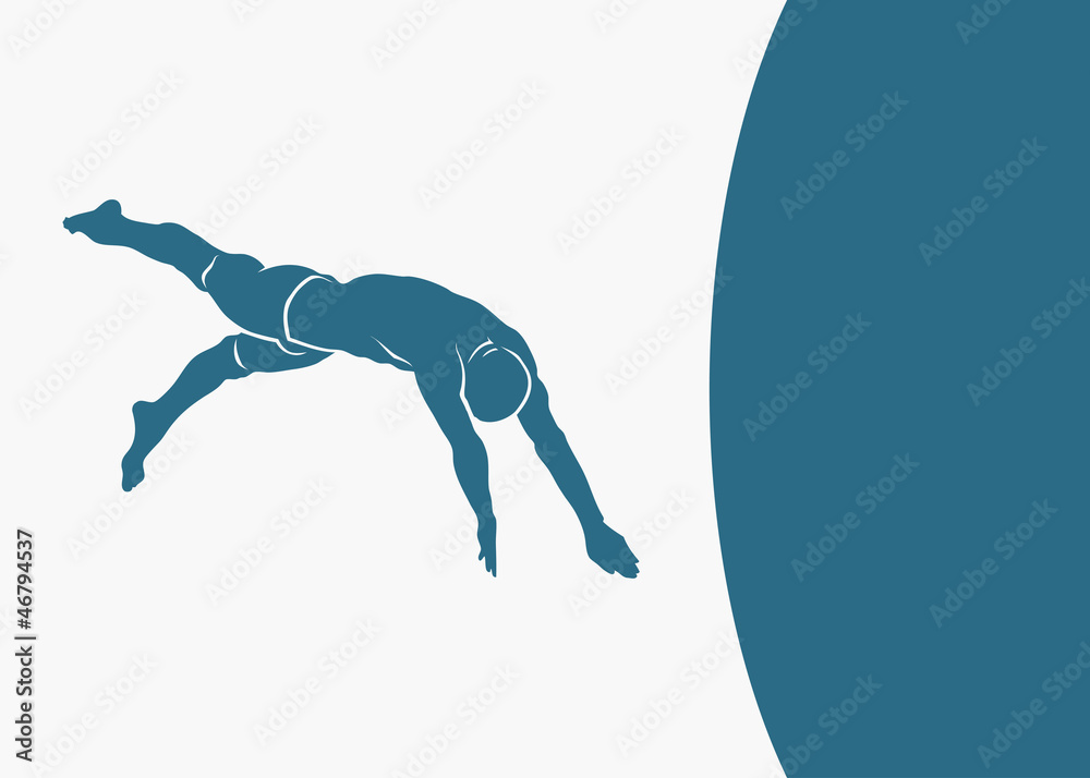 Fototapeta premium Swimmer jumping into water