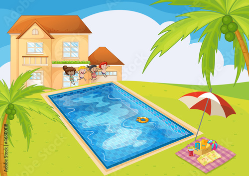a house and kids