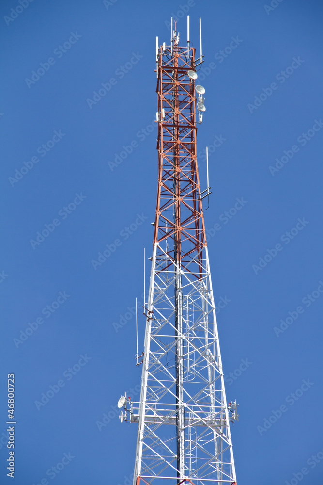 Telecommunications tower. Mobile phone base station Telecommunications tower. Mobile phone base station
